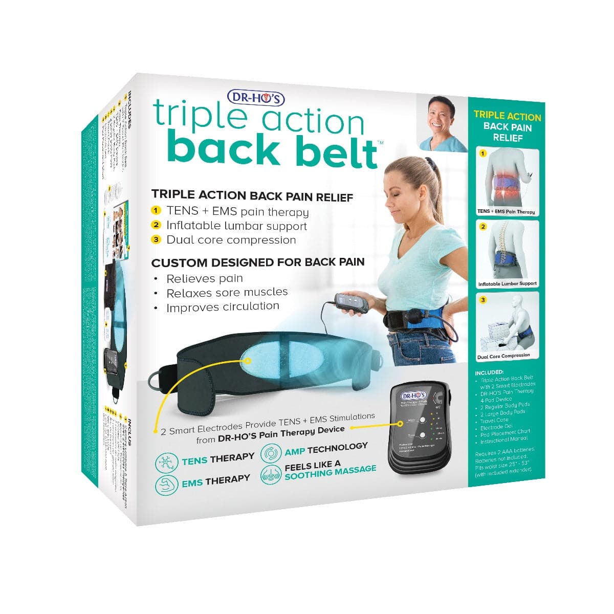 Triple Action Back Belt - 4-in-1 TENS Belt for Back Pain - Essential Package